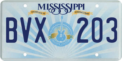 MS license plate BVX203
