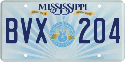 MS license plate BVX204