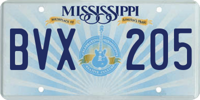 MS license plate BVX205