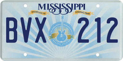 MS license plate BVX212