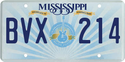 MS license plate BVX214