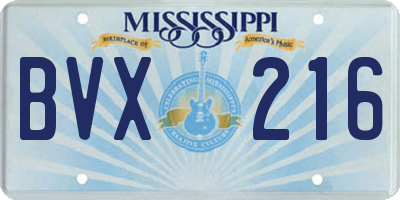 MS license plate BVX216