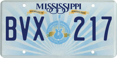 MS license plate BVX217