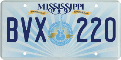 MS license plate BVX220