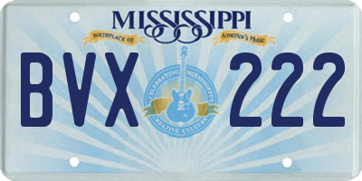 MS license plate BVX222