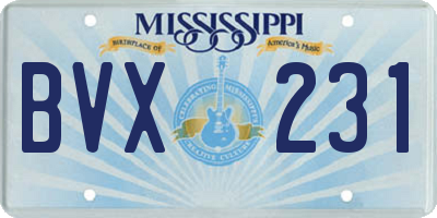 MS license plate BVX231