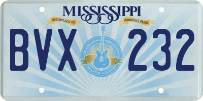 MS license plate BVX232