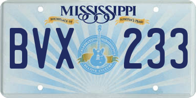 MS license plate BVX233