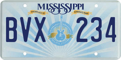 MS license plate BVX234