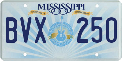 MS license plate BVX250