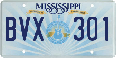 MS license plate BVX301