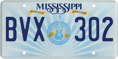 MS license plate BVX302