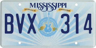 MS license plate BVX314