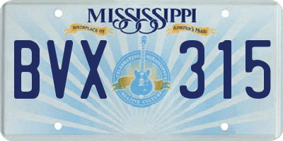 MS license plate BVX315