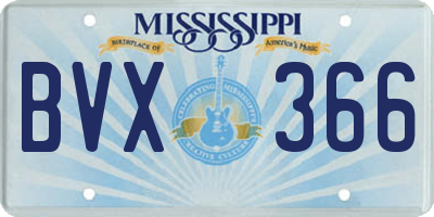 MS license plate BVX366