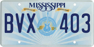 MS license plate BVX403