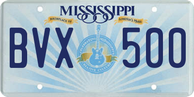 MS license plate BVX500