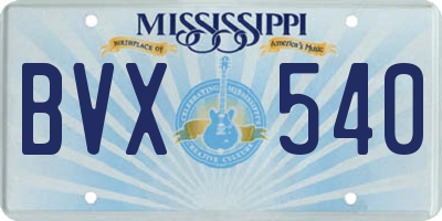 MS license plate BVX540