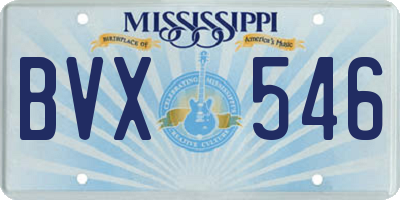 MS license plate BVX546