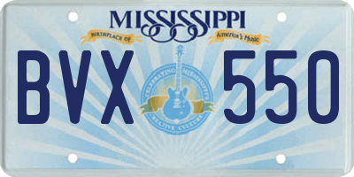 MS license plate BVX550