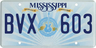 MS license plate BVX603