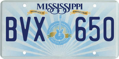 MS license plate BVX650