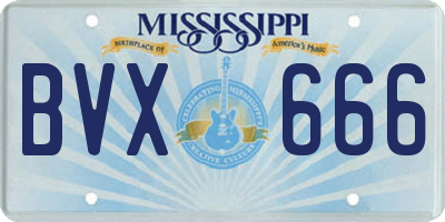 MS license plate BVX666