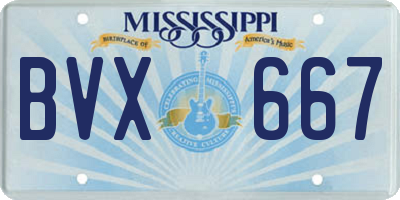 MS license plate BVX667