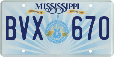 MS license plate BVX670