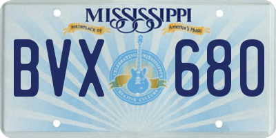 MS license plate BVX680