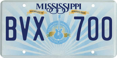 MS license plate BVX700