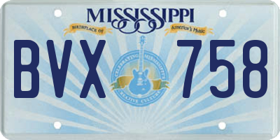 MS license plate BVX758
