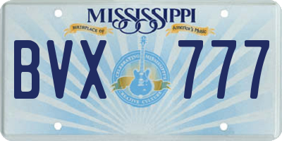 MS license plate BVX777
