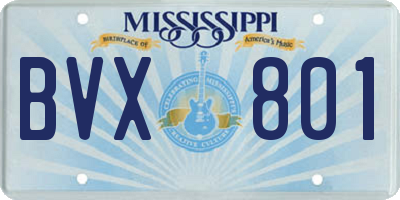 MS license plate BVX801