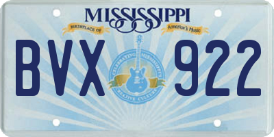 MS license plate BVX922