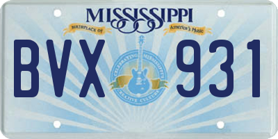 MS license plate BVX931
