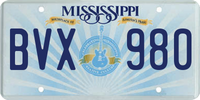 MS license plate BVX980