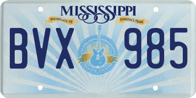 MS license plate BVX985