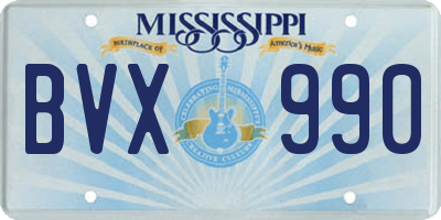 MS license plate BVX990