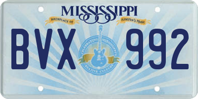 MS license plate BVX992