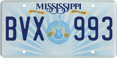 MS license plate BVX993