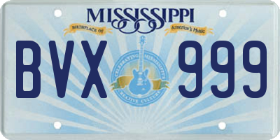 MS license plate BVX999
