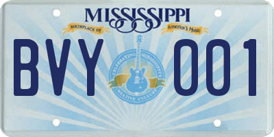MS license plate BVY001