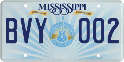 MS license plate BVY002