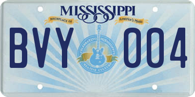 MS license plate BVY004