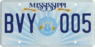 MS license plate BVY005