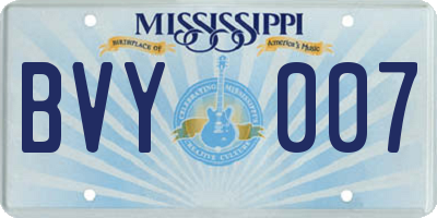 MS license plate BVY007