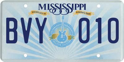 MS license plate BVY010