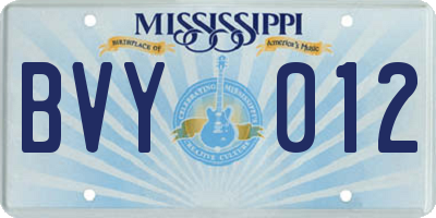 MS license plate BVY012