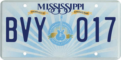 MS license plate BVY017